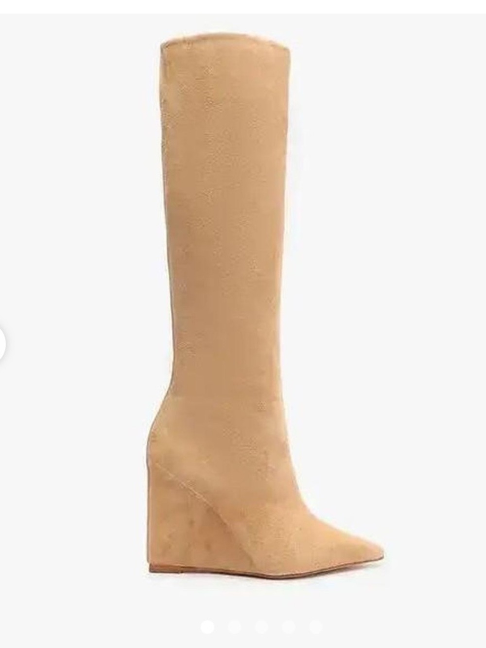 Knee-High Beige Wedge Heel Boots